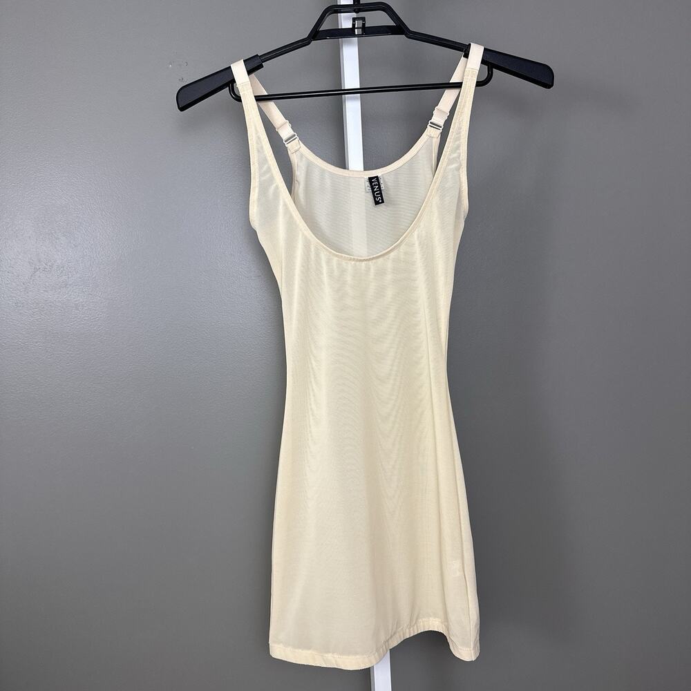 VENUS Open Bust Power Mesh Shaping Slip Size 8 Beige Sheer One Piece Shapewear